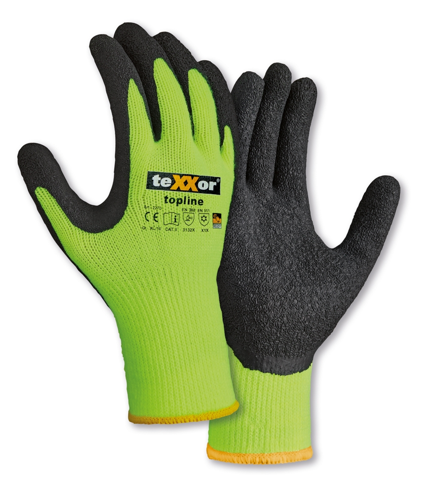 teXXor® Winterhandschuhe POLYACRYL in Gelb/Schwarz – Vorderansicht