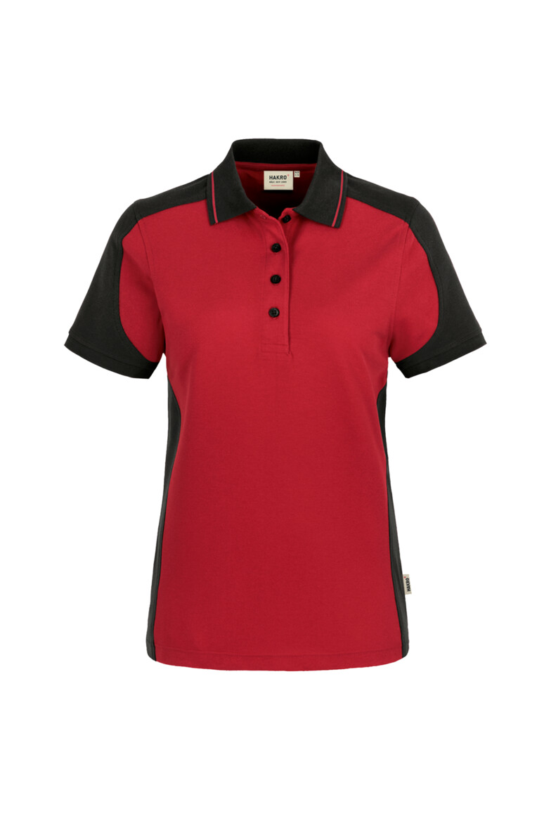 HAKRO 239 Damen Poloshirt Contrast MIKRALINAR® in Rot/Anthrazit – Vorderansicht