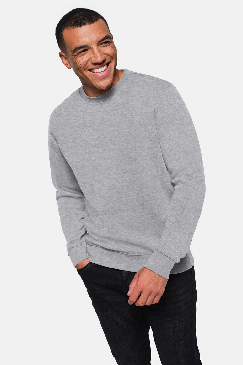 HAKRO 570 Sweatshirt Bio-Baumwolle in Grau Meliert – Modellansicht