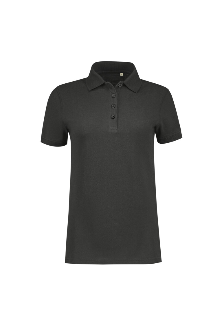 HAKRO 303 Label-Free Damen Poloshirt Heavy MIKRALINAR® ECO in Karbongrau – Vorderansicht