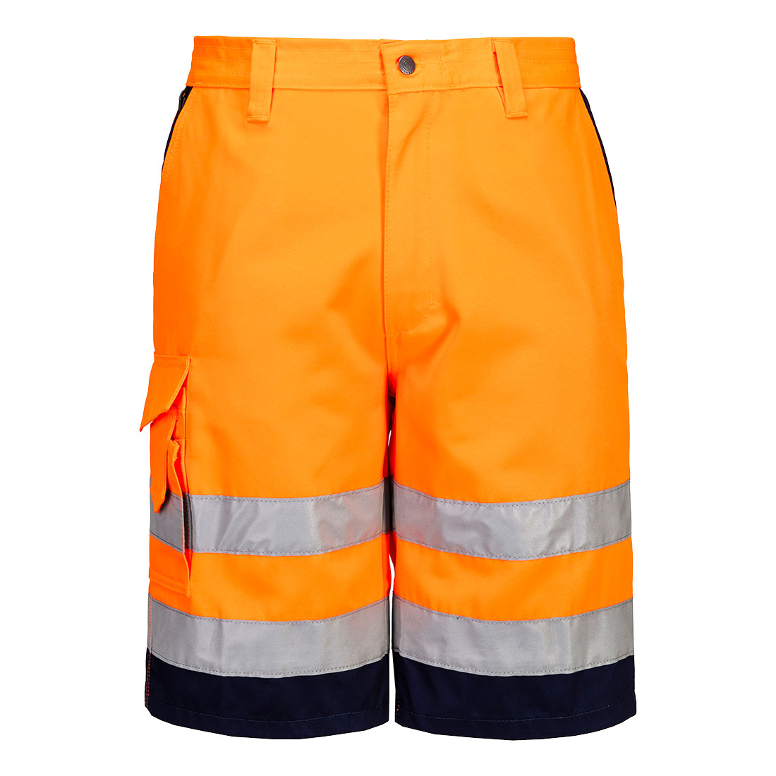 Portwest Hi-Vis Contrast Shorts in Orange/Marine – Vorderansicht