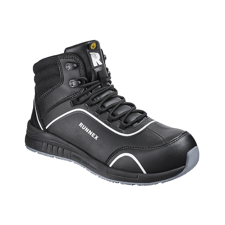 RUNNEX® S3S-ESD-Sicherheitsschnürstiefel SportStar in Schwarz – Vorderansicht