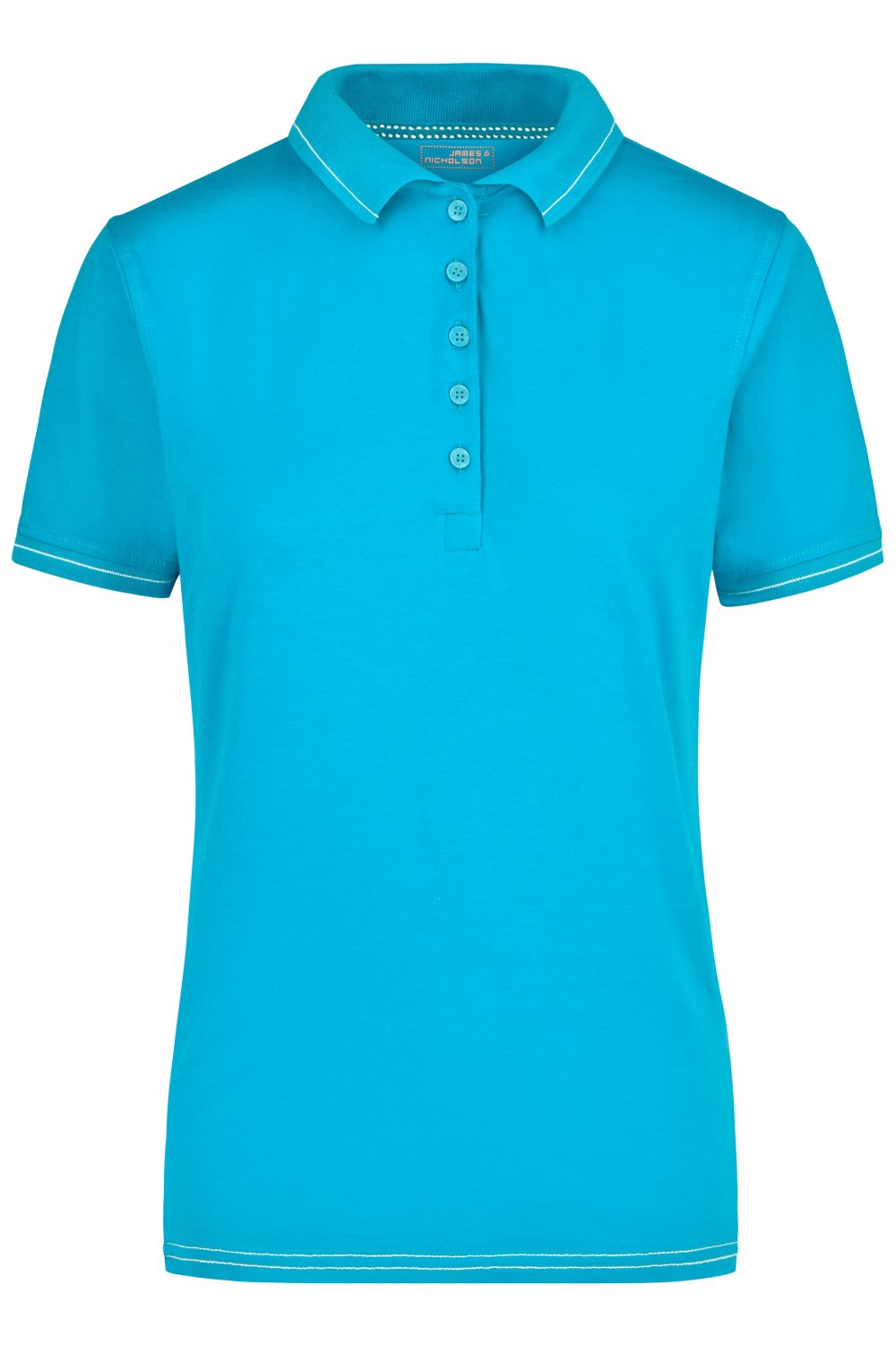 Daiber Ladies' Elastic Polo in Aqua/White – Vorderansicht