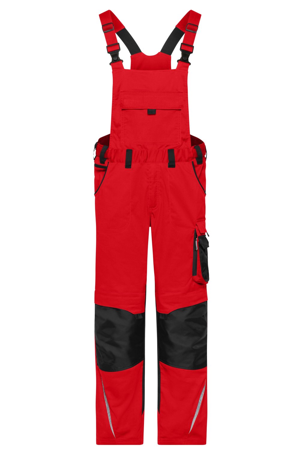 Daiber Workwear Pants with Bib - STRONG - GRS in Red/Black – Vorderansicht