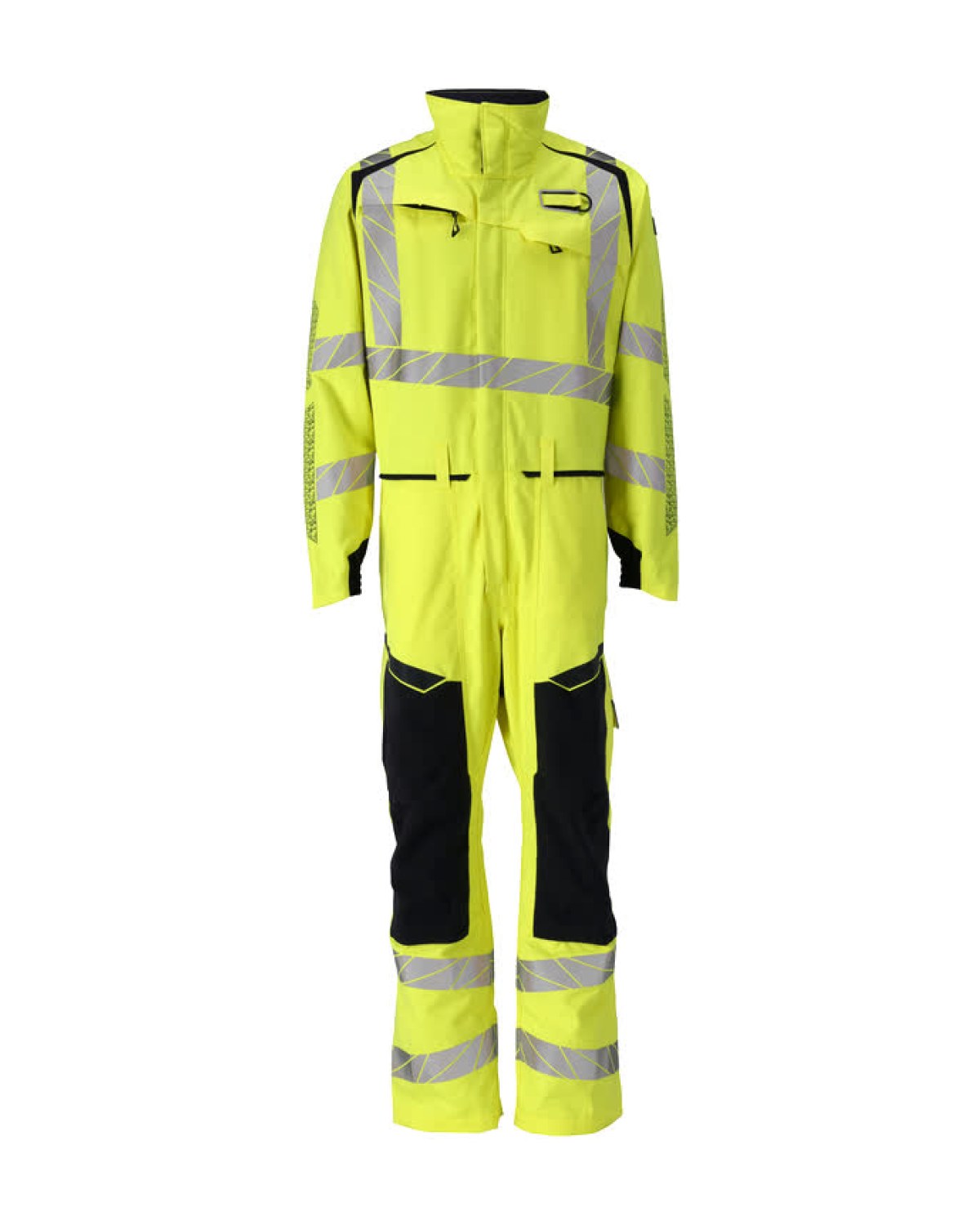 MASCOT Accelerate Multisafe Overall mit Knietaschen in Hi-Vis Gelb/Schwarzblau – Vorderansicht