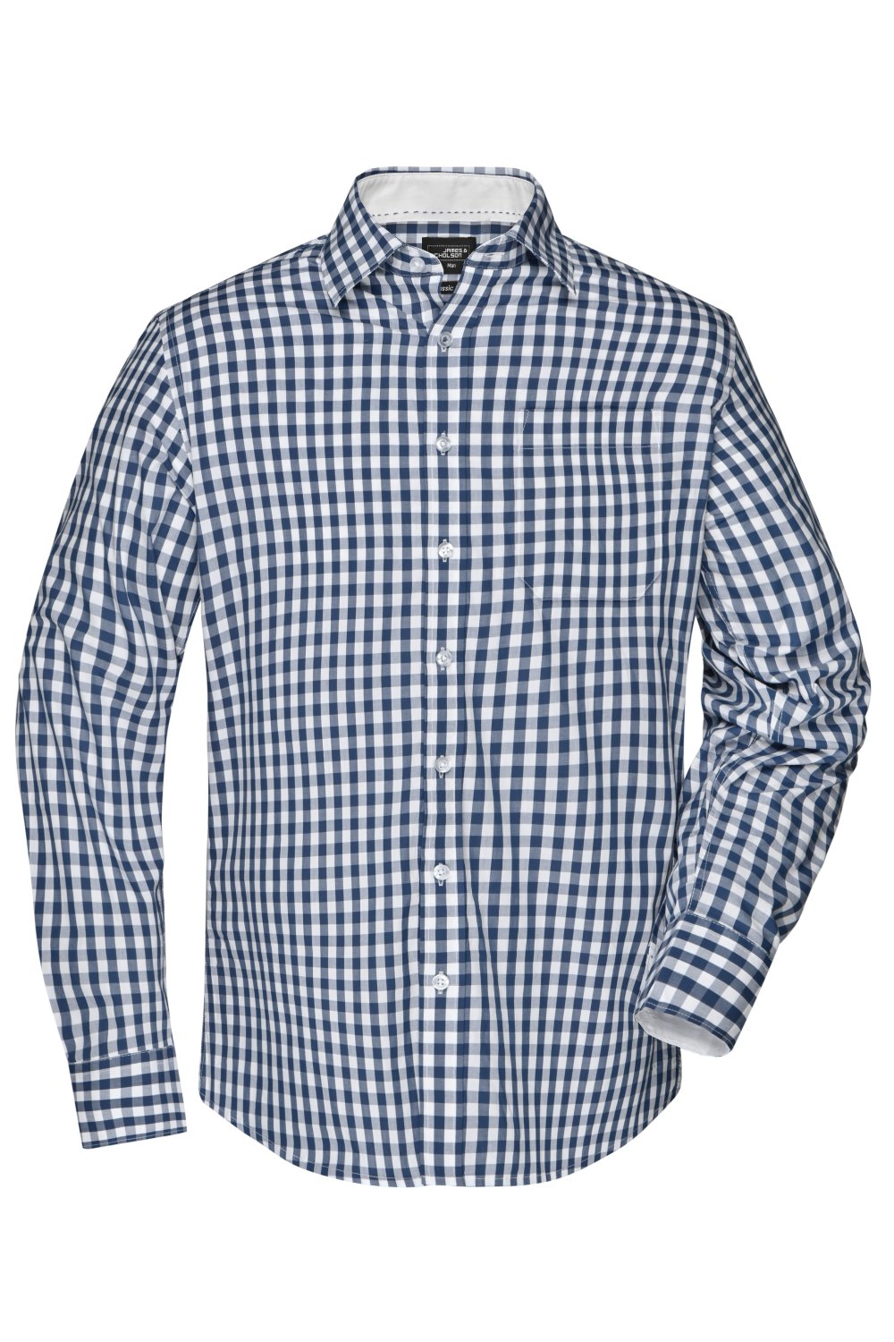 Daiber Men's Checked Shirt in Navy/White – Vorderansicht