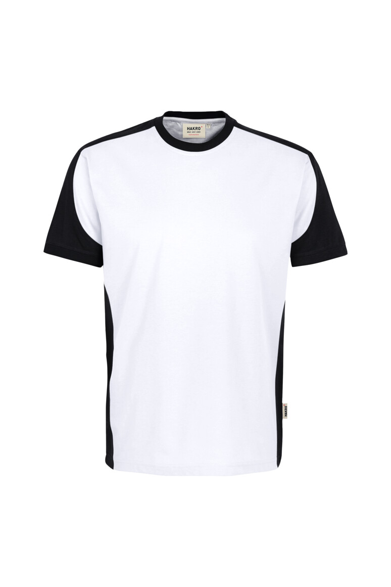 HAKRO 590 T-Shirt Contrast MIKRALINAR® ECO in Weiß/Schwarz – Vorderansicht