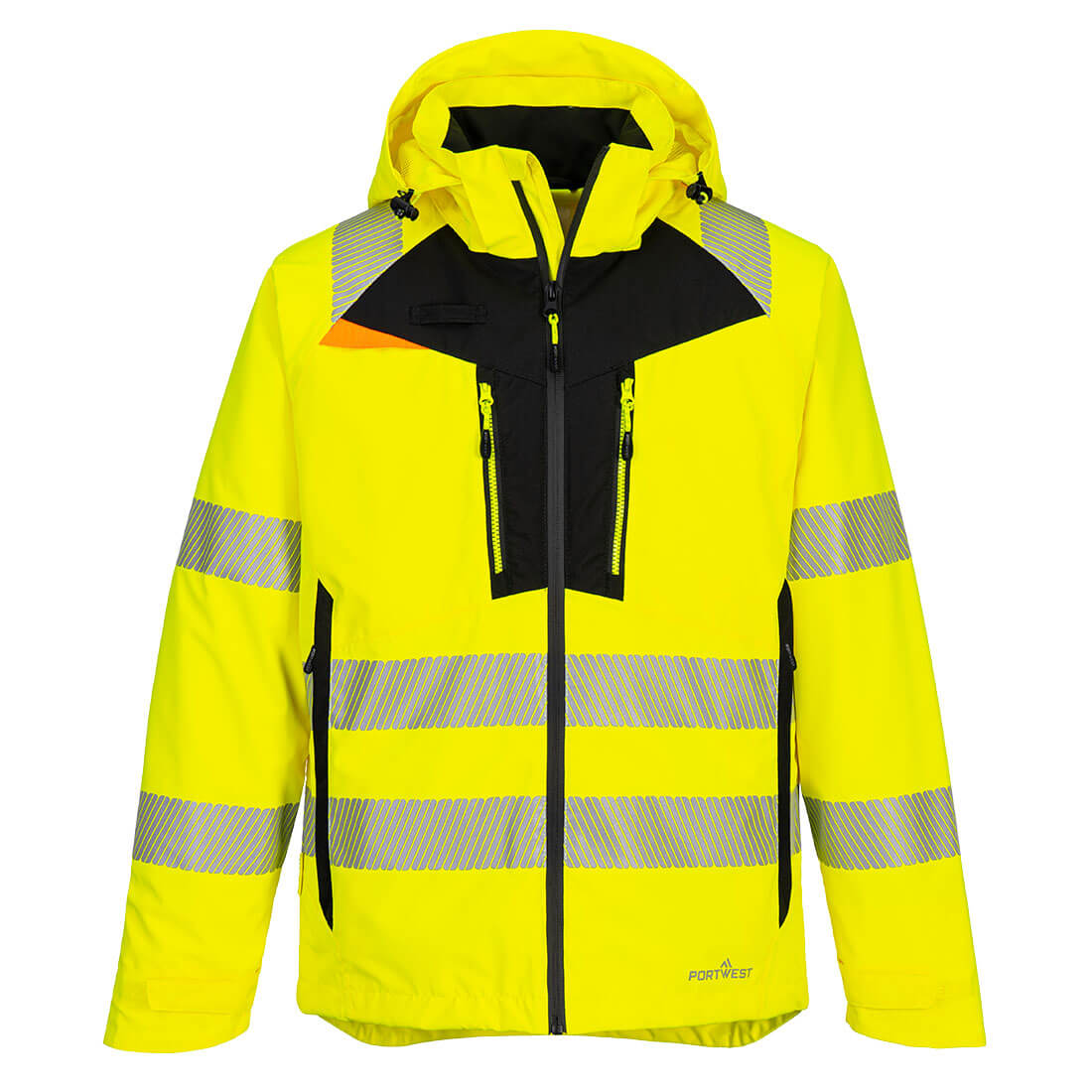 Portwest DX4 Hi-Vis Rain Jacket in Gelb – Vorderansicht
