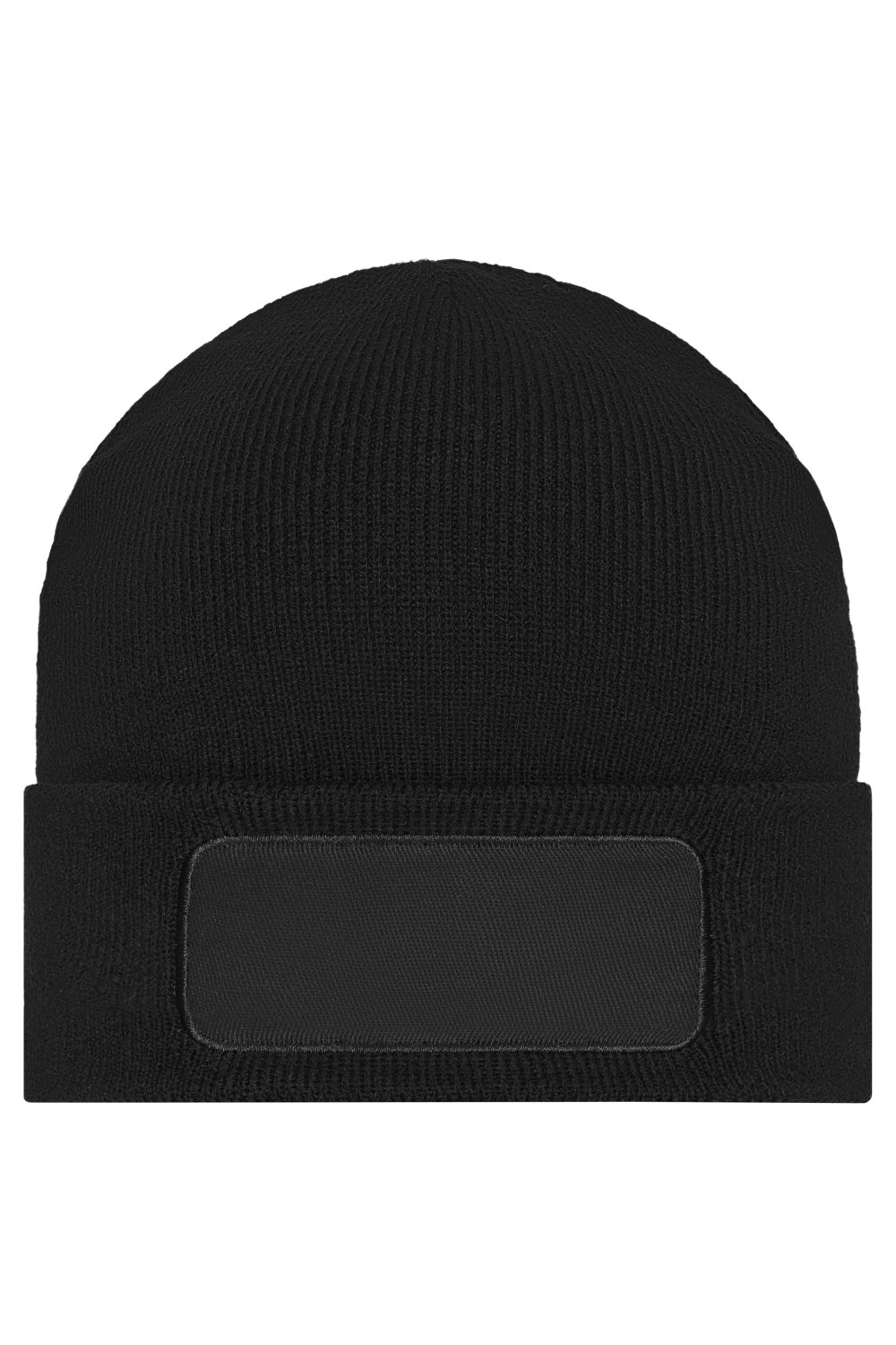 Daiber Knitted Beanie with Patch (10cm x 5cm) in Black – Vorderansicht