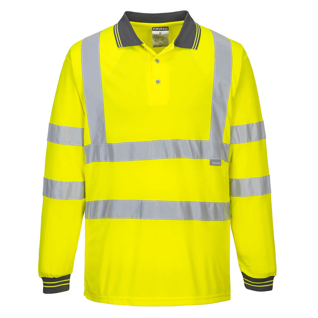 Portwest Hi-Vis Polo Shirt L/S in Gelb – Vorderansicht