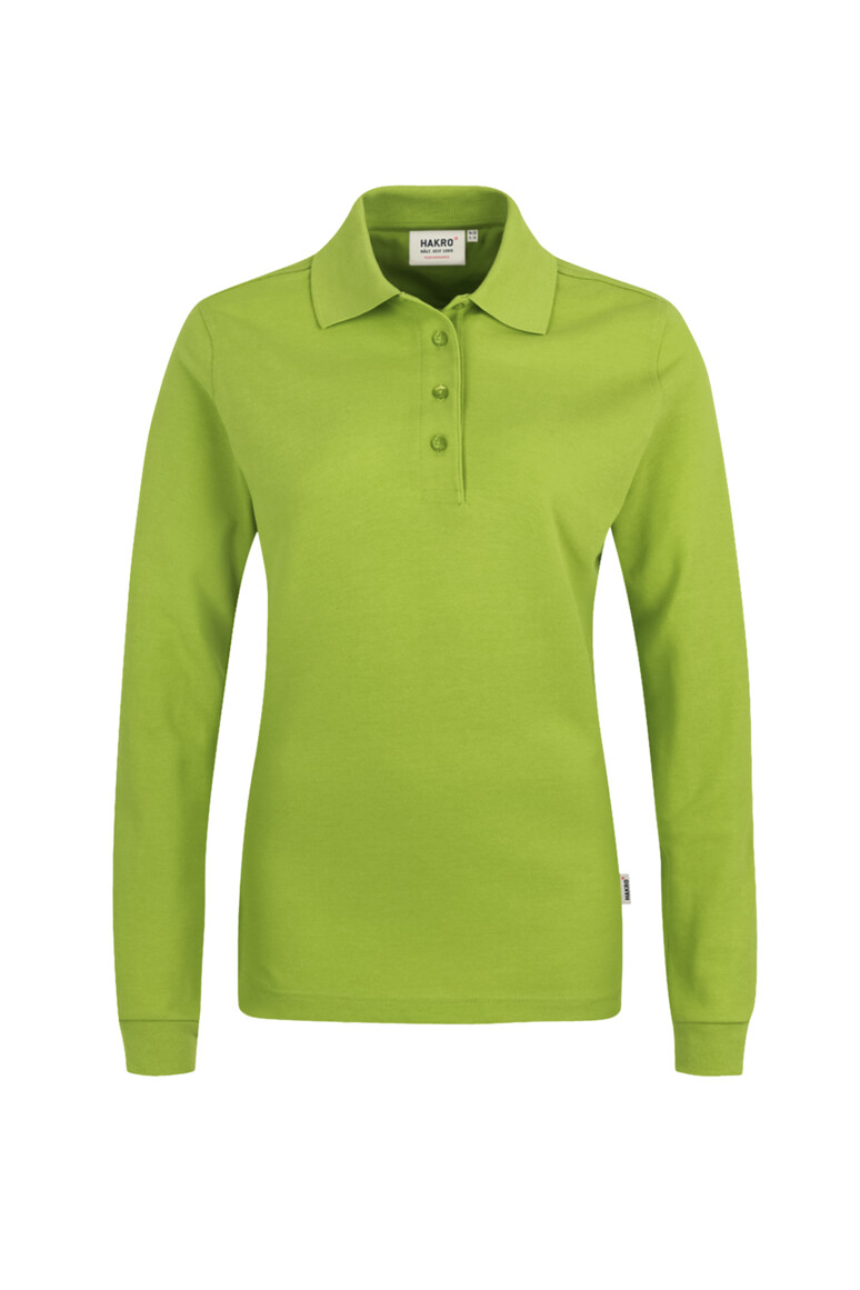 HAKRO 215 Damen Longsleeve-Poloshirt MIKRALINAR® in Kiwi – Vorderansicht