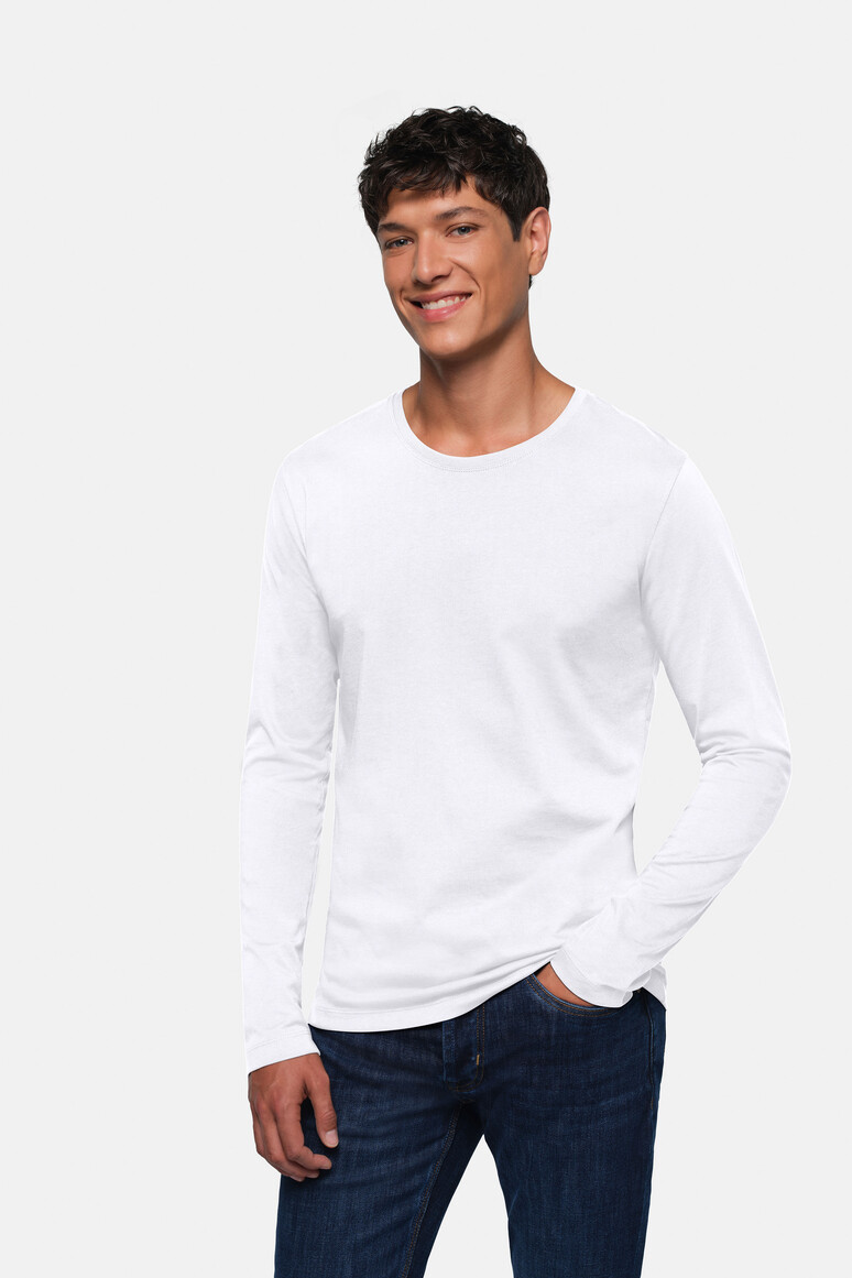 HAKRO 278 Longsleeve Heavy in Weiß – Modellansicht