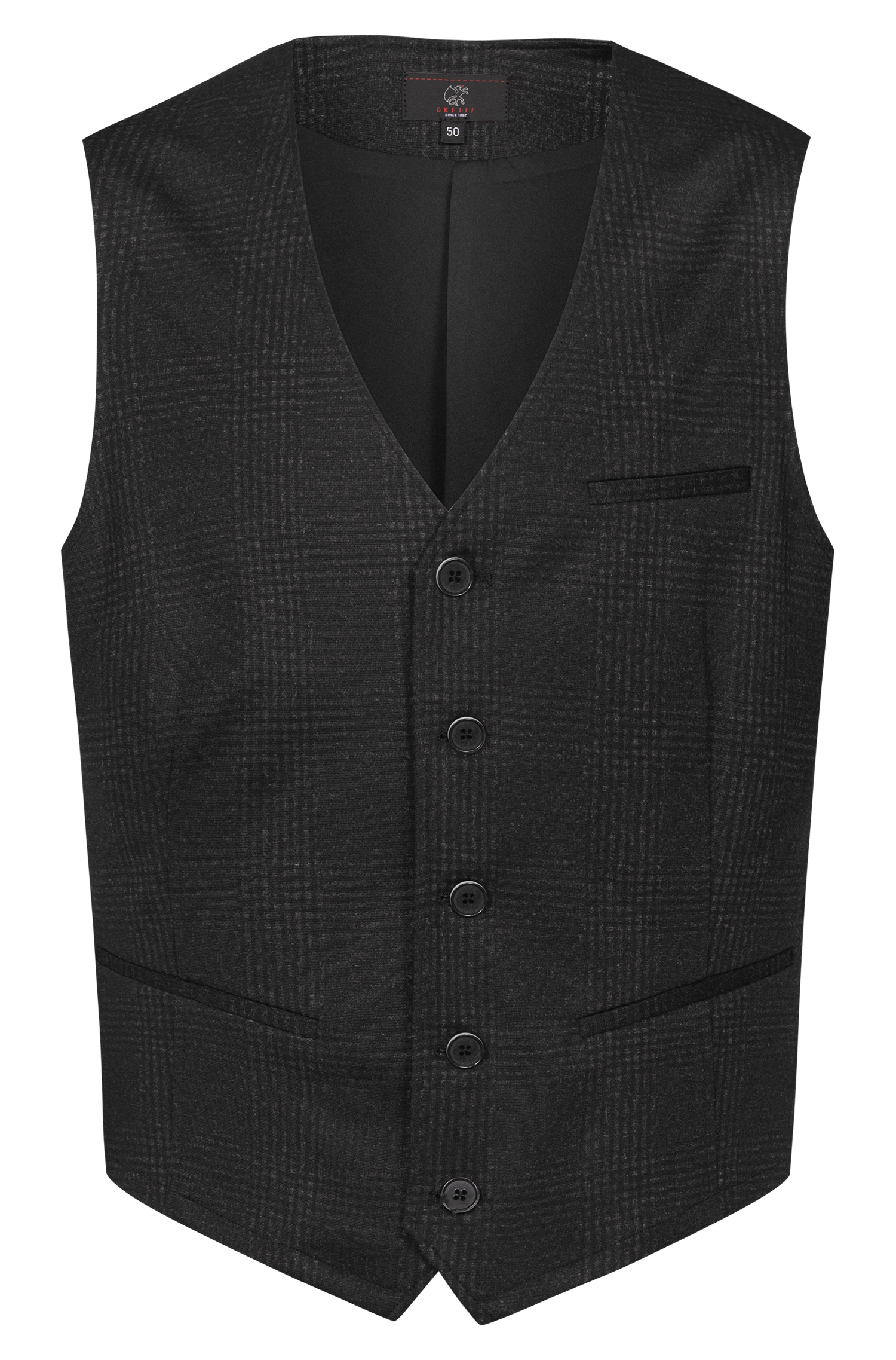 Greiff Herren-Jerseyweste RF Casual in Glencheck Anthrazit – Vorderansicht