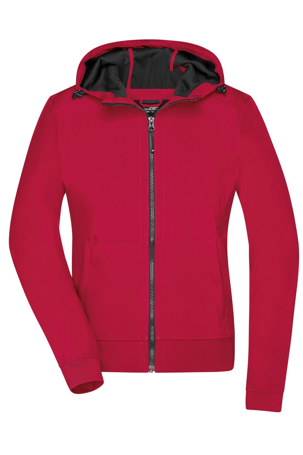 Daiber Ladies' Hooded Softshell Jacket in Red/Black – Vorderansicht