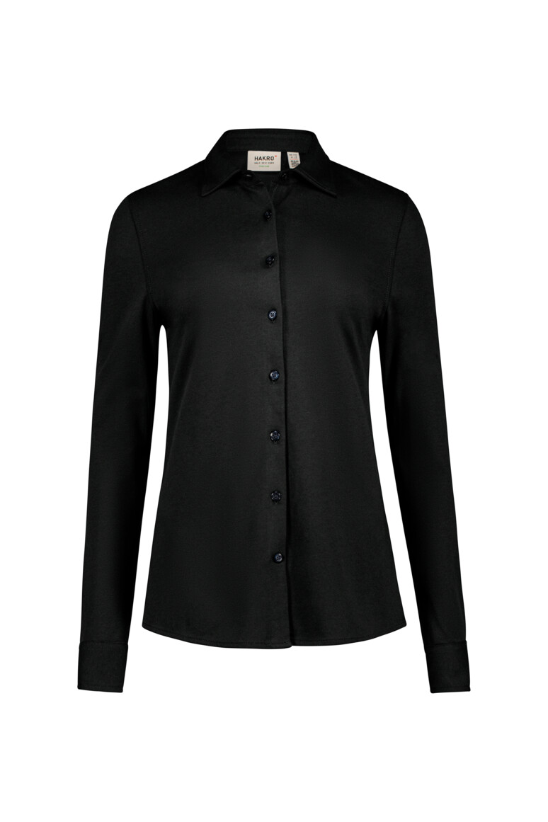 HAKRO 136 COTTON TEC® Bluse in Schwarz – Vorderansicht