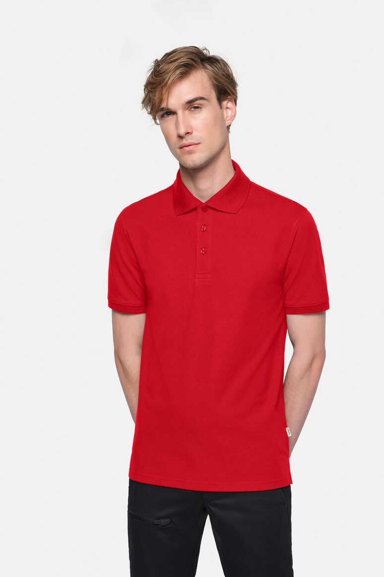 HAKRO 569 Poloshirt MIKRALINAR® ECO in Rot – Modellansicht