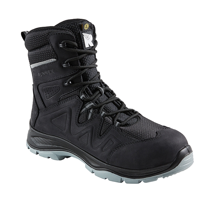 RUNNEX® S3S-Winter-ESD-Sicherheitsschnürstiefel SpecialStar in Schwarz/Grau – Vorderansicht