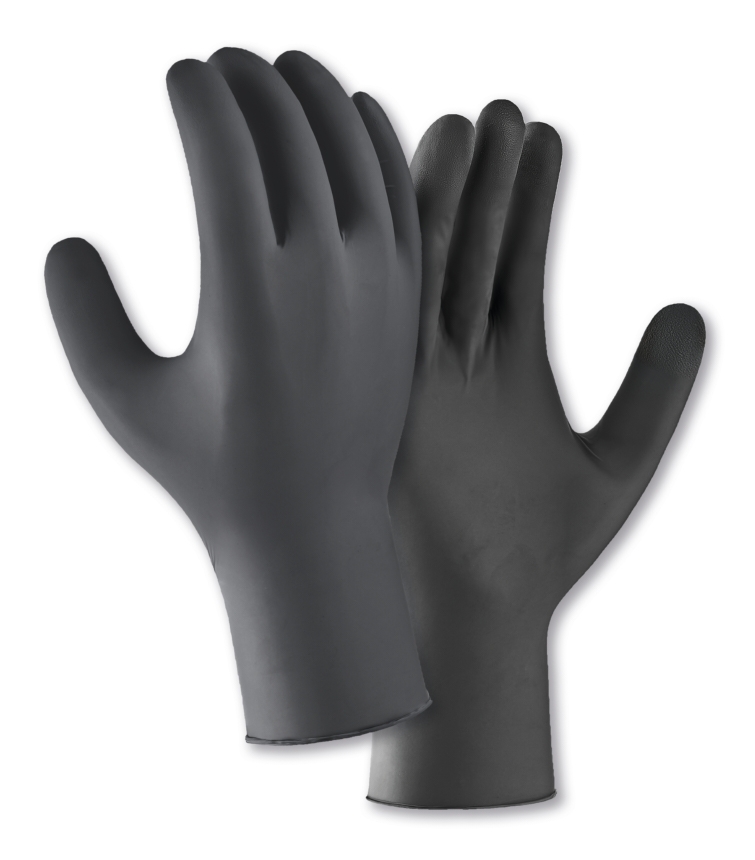 teXXor® Nitril-Einweg-Handschuhe schwarz in Schwarz – Vorderansicht