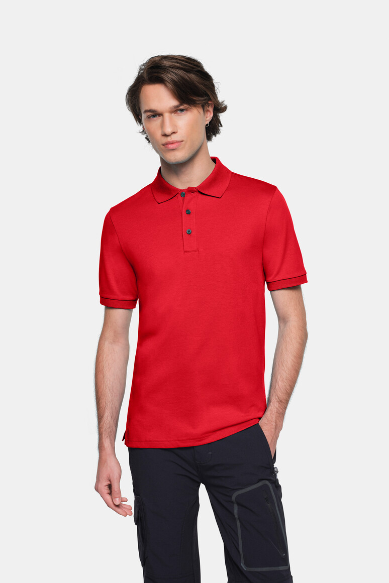 HAKRO 814 COTTON TEC® Poloshirt in Rot – Modellansicht