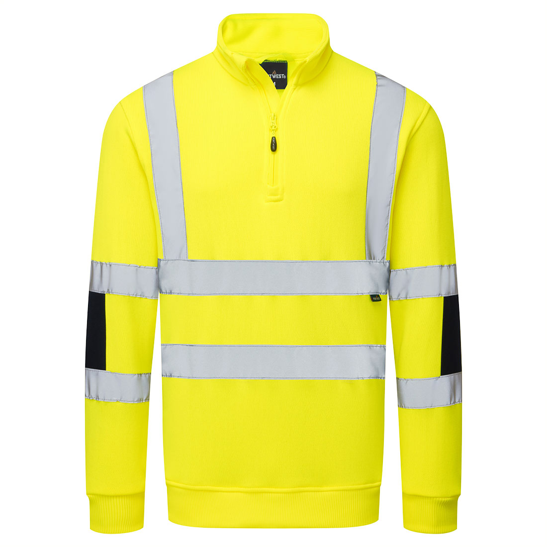Portwest Hi-Vis Knitted Half Zip Sweatshirt in Gelb – Vorderansicht