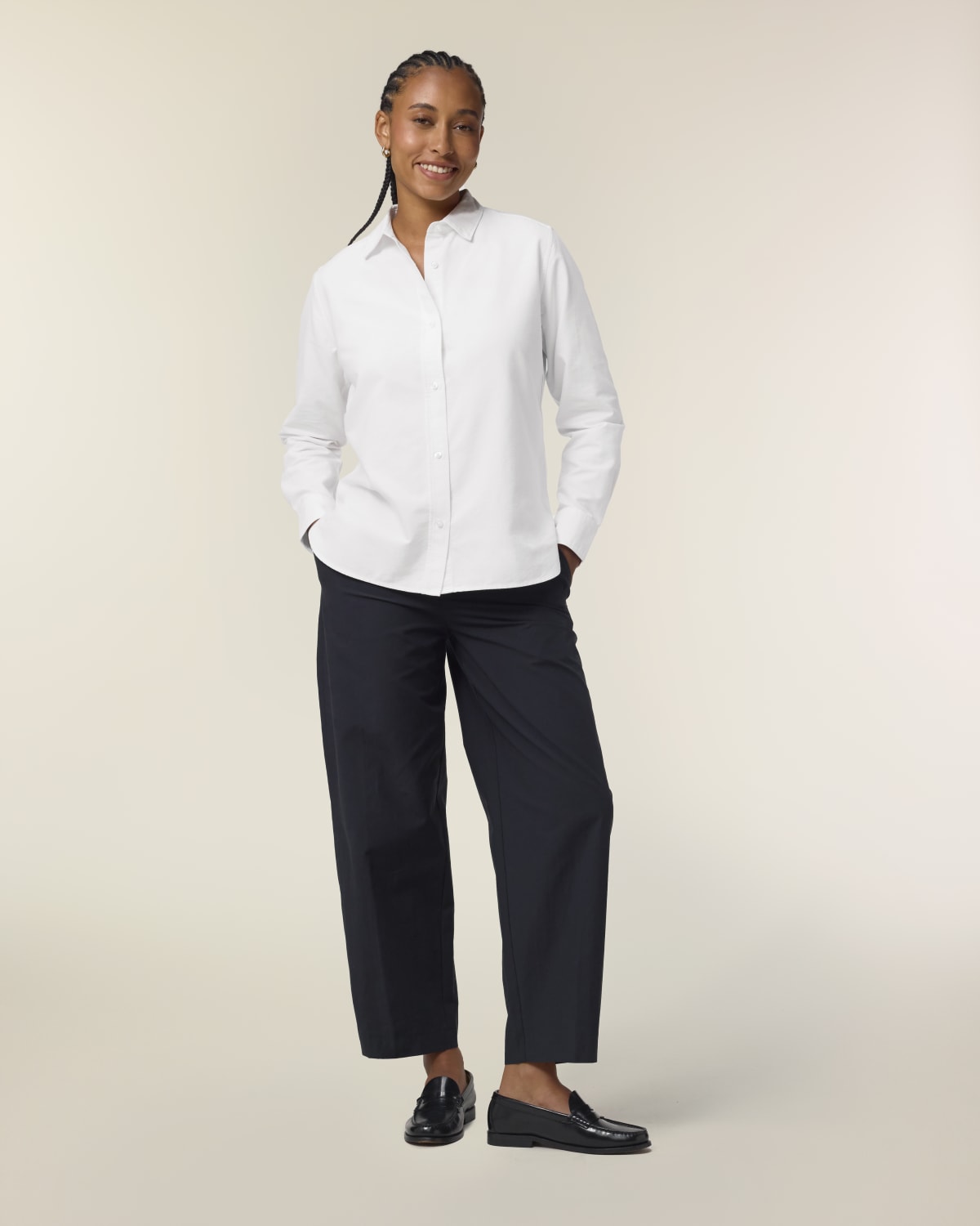 Stanley Stella Stella Oxford Shirt in White – Modellansicht