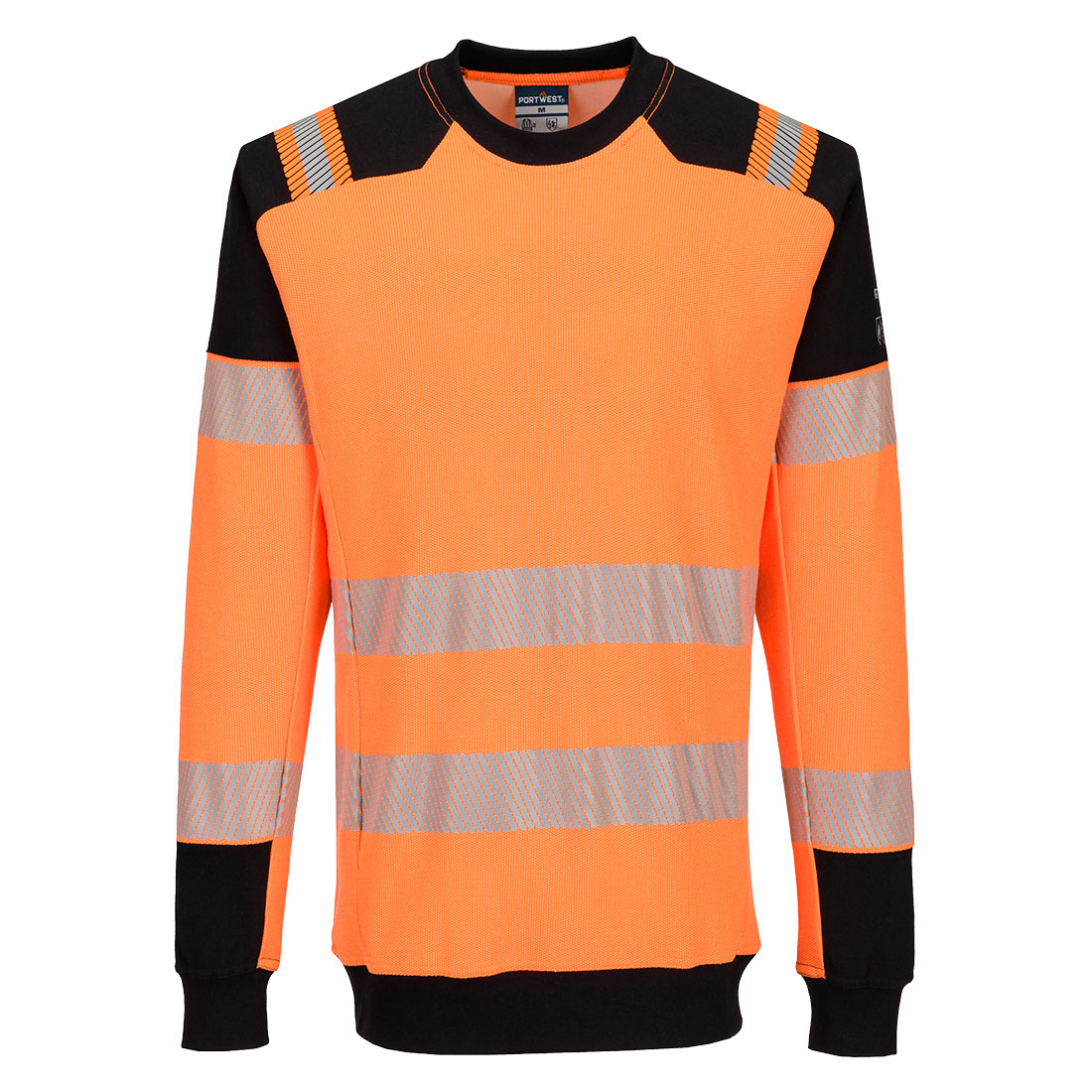 Portwest PW3 Modaflame Knit HVO FR Sweatshirt in Orange/Schwarz – Vorderansicht
