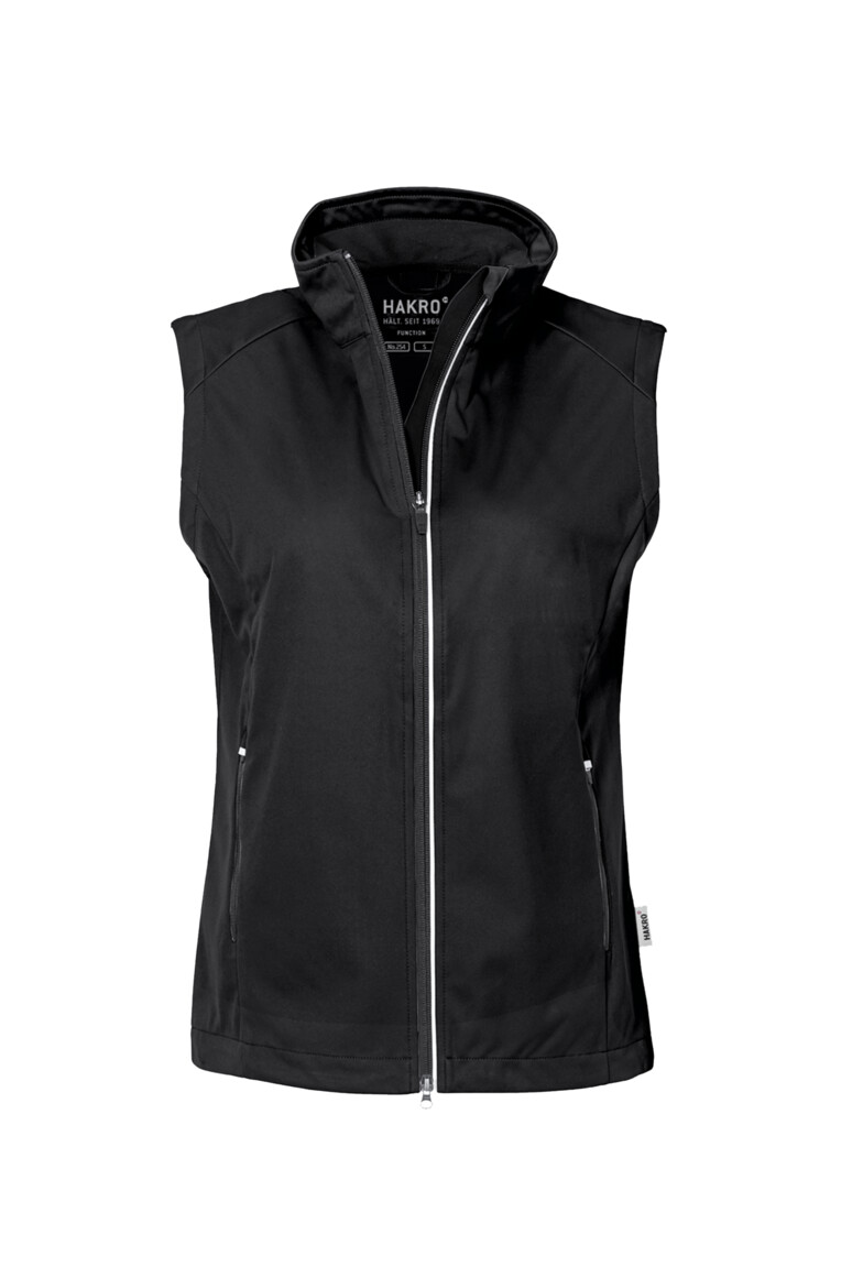 HAKRO 254 Damen Light-Softshellweste in Schwarz – Vorderansicht