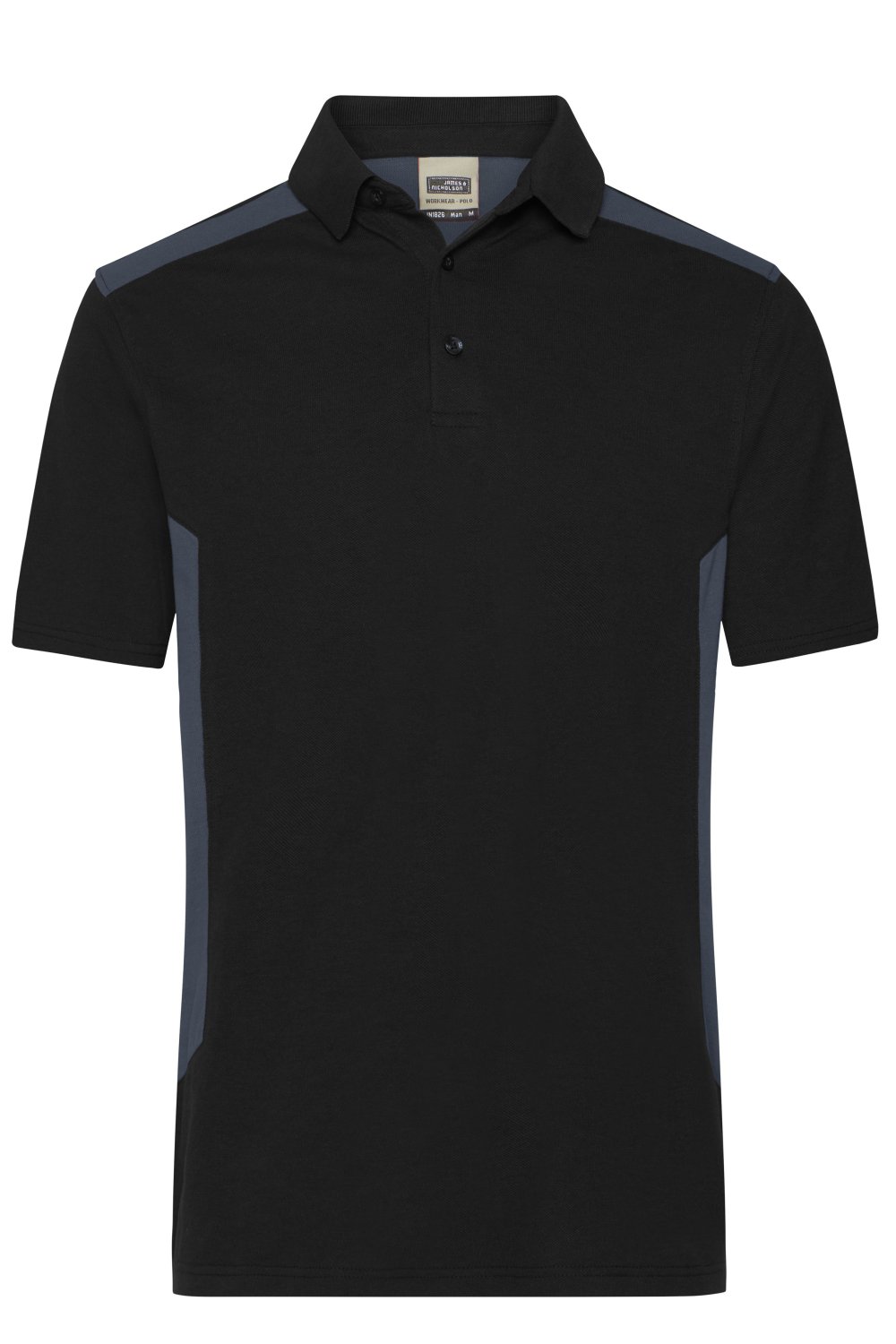Daiber Men's Workwear Polo - STRONG - GRS & OCS Blended in Black/Carbon – Vorderansicht