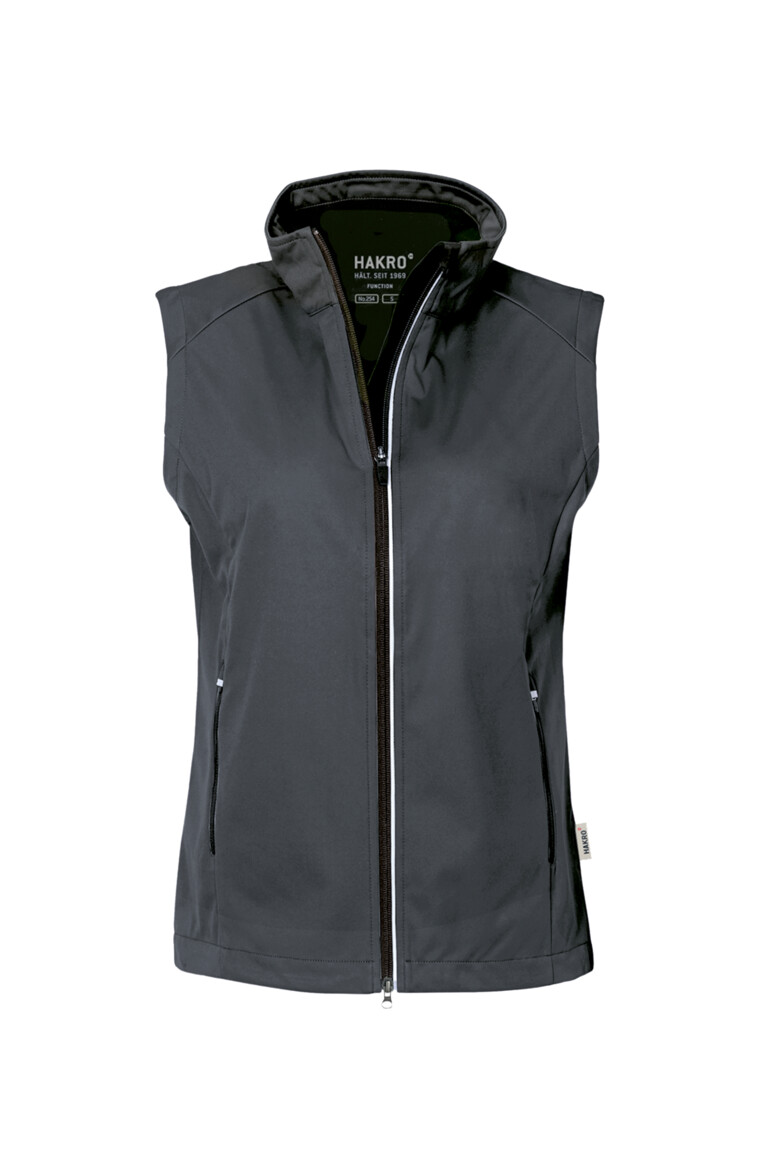 HAKRO 254 Damen Light-Softshellweste in Anthrazit – Vorderansicht