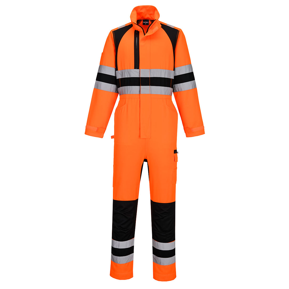 Portwest WX2 Eco Hi-Vis Coverall in Orange/Schwarz – Vorderansicht