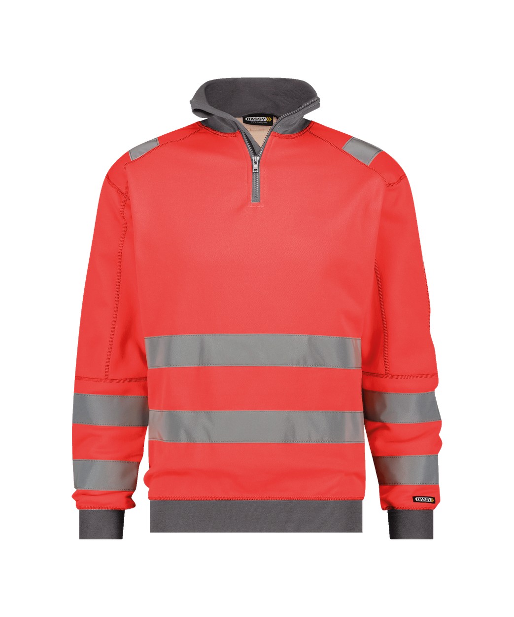 DASSY® Denver in Neonrot/Zementgrau – Vorderansicht