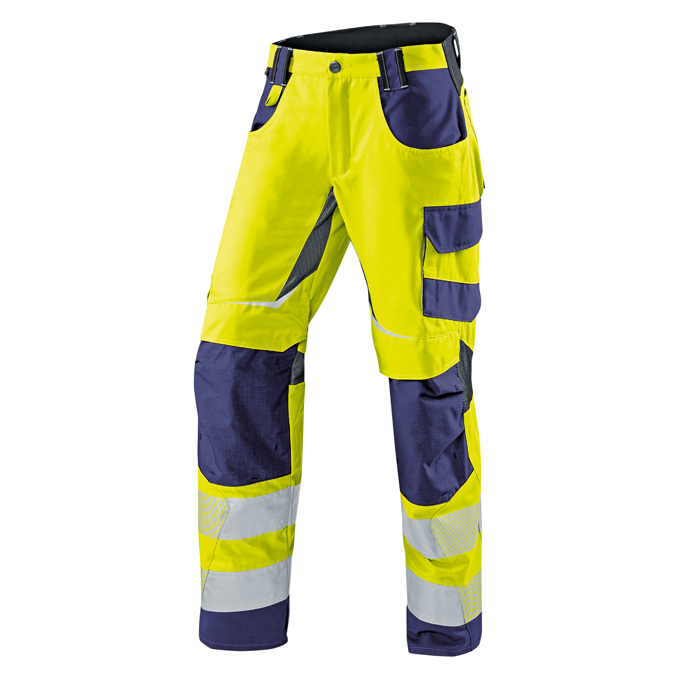KÜBLER REFLECTIQ Sommerhose PSA 2 in Warngelb/Dunkelblau – Vorderansicht