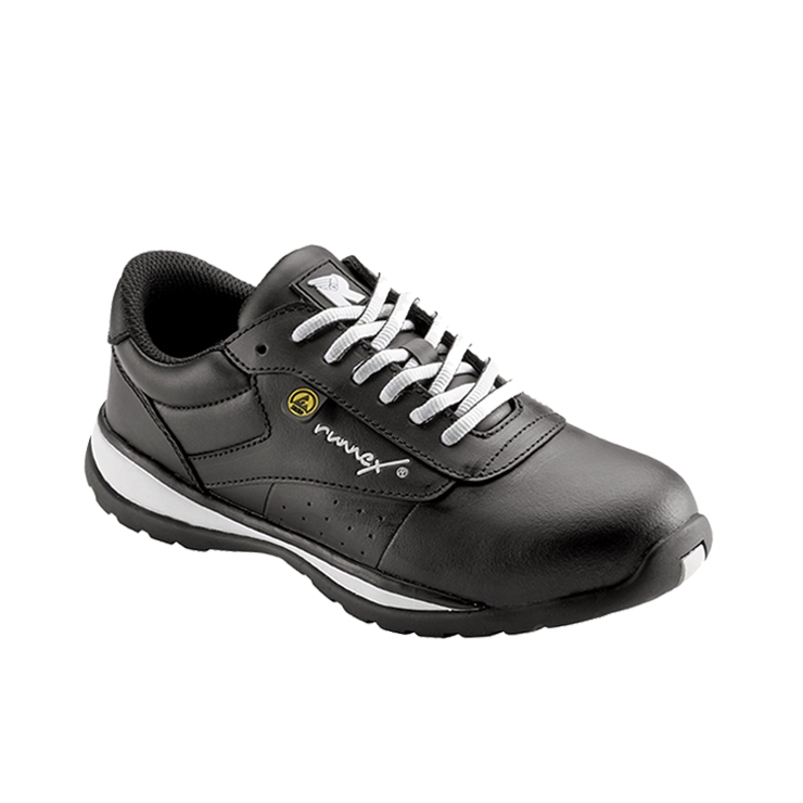 RUNNEX® S3S-Damen-ESD-Sicherheitshalbschuhe GirlStar in Schwarz/Weiß – Vorderansicht