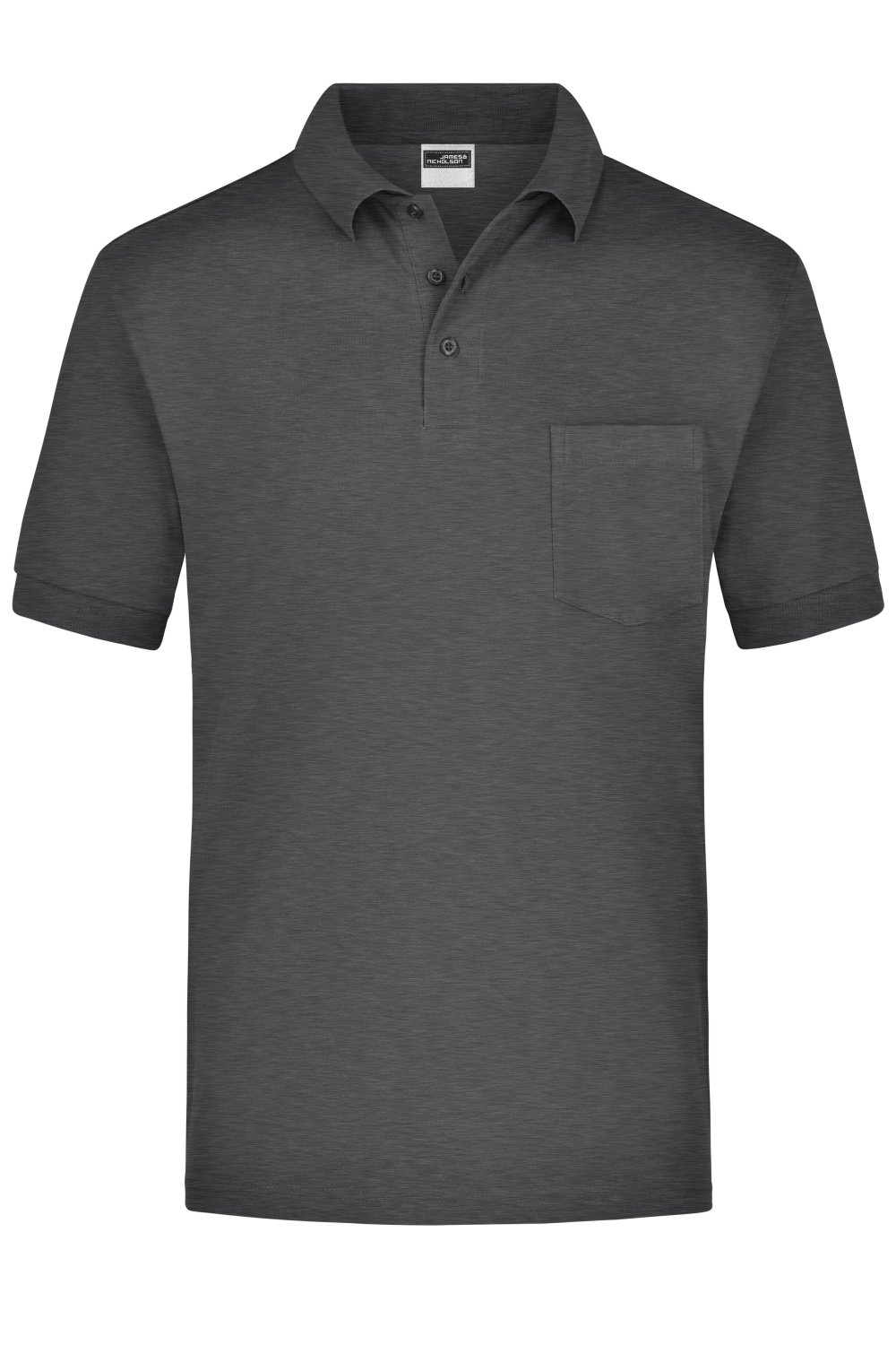 Daiber Polo-Piqué Pocket in Anthracite-Melange – Vorderansicht