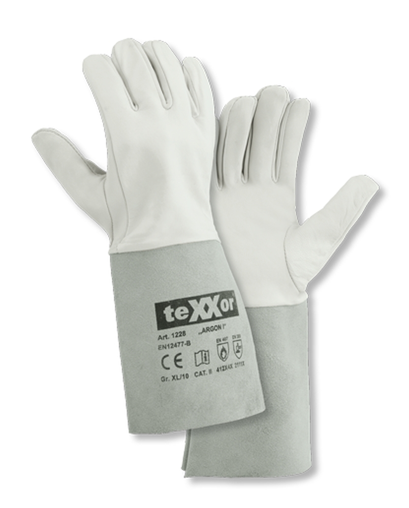 teXXor® Schweißerhandschuhe ARGON I in Natur – Vorderansicht