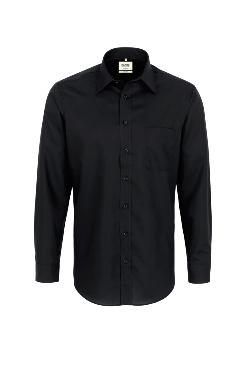 HAKRO 108 Hemd Business Comfort in Schwarz – Vorderansicht