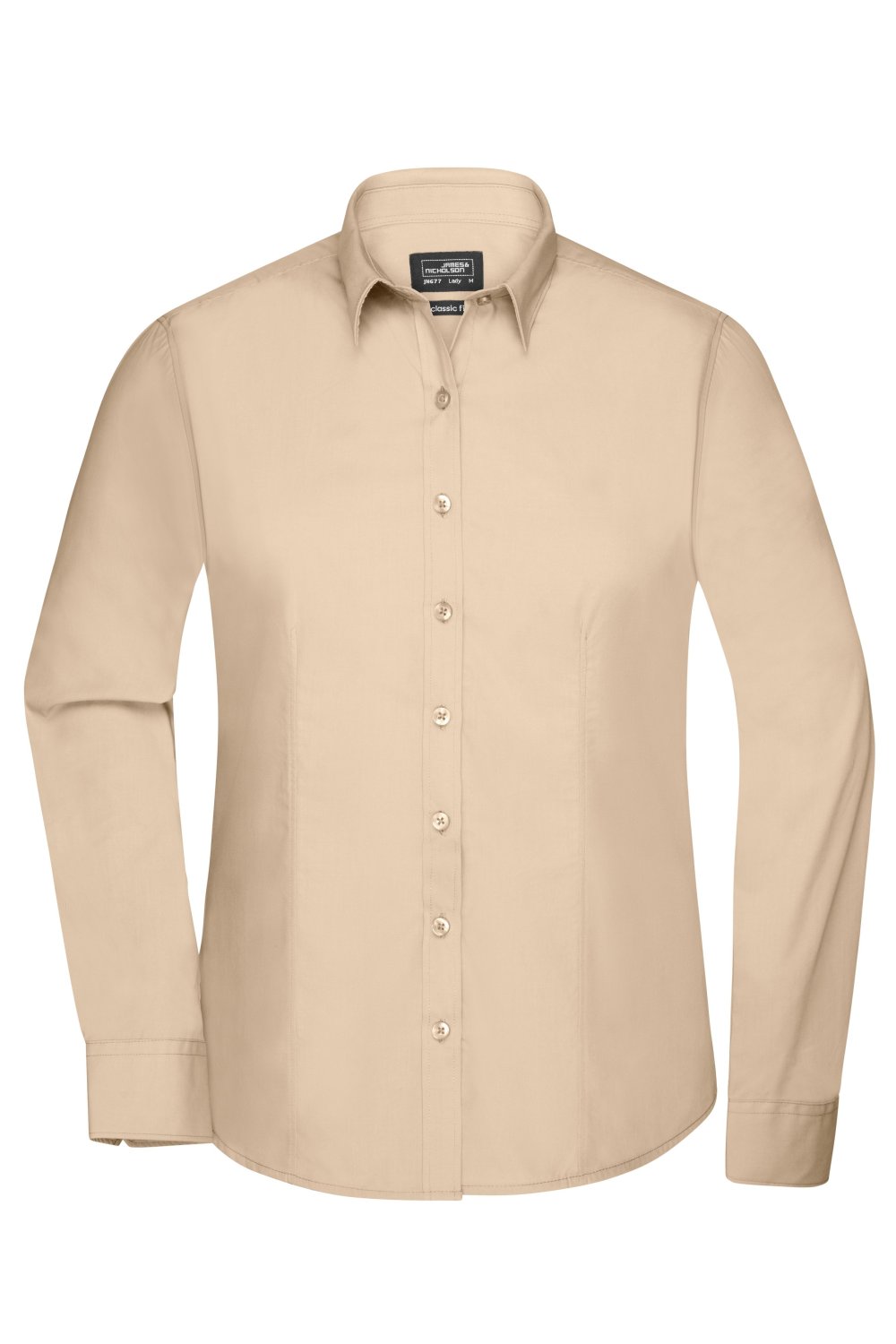 Daiber Ladies' Shirt Long-Sleeved Poplin in Stone – Vorderansicht