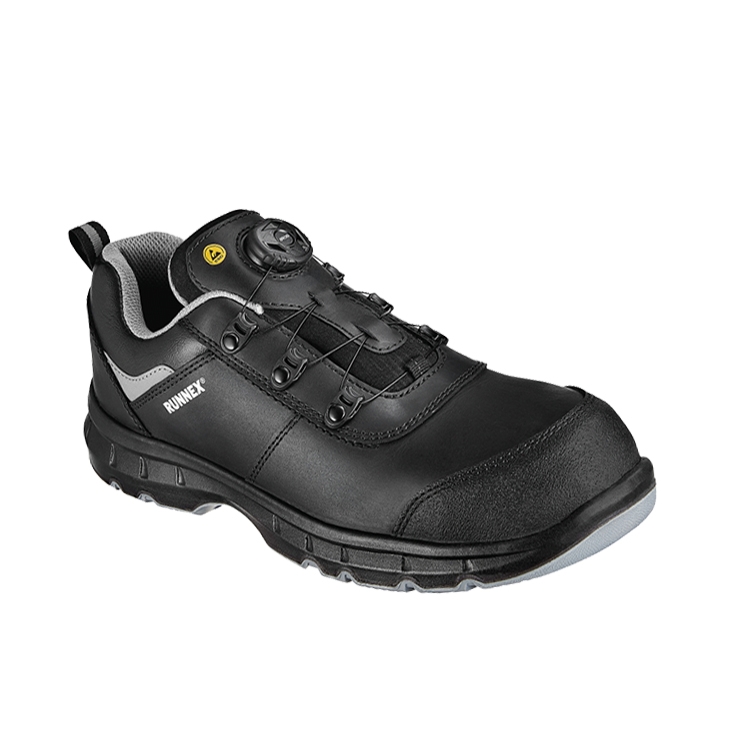 RUNNEX® S3S-ESD-Sicherheitshalbschuhe atop FlexStar in Schwarz/ Grau – Vorderansicht