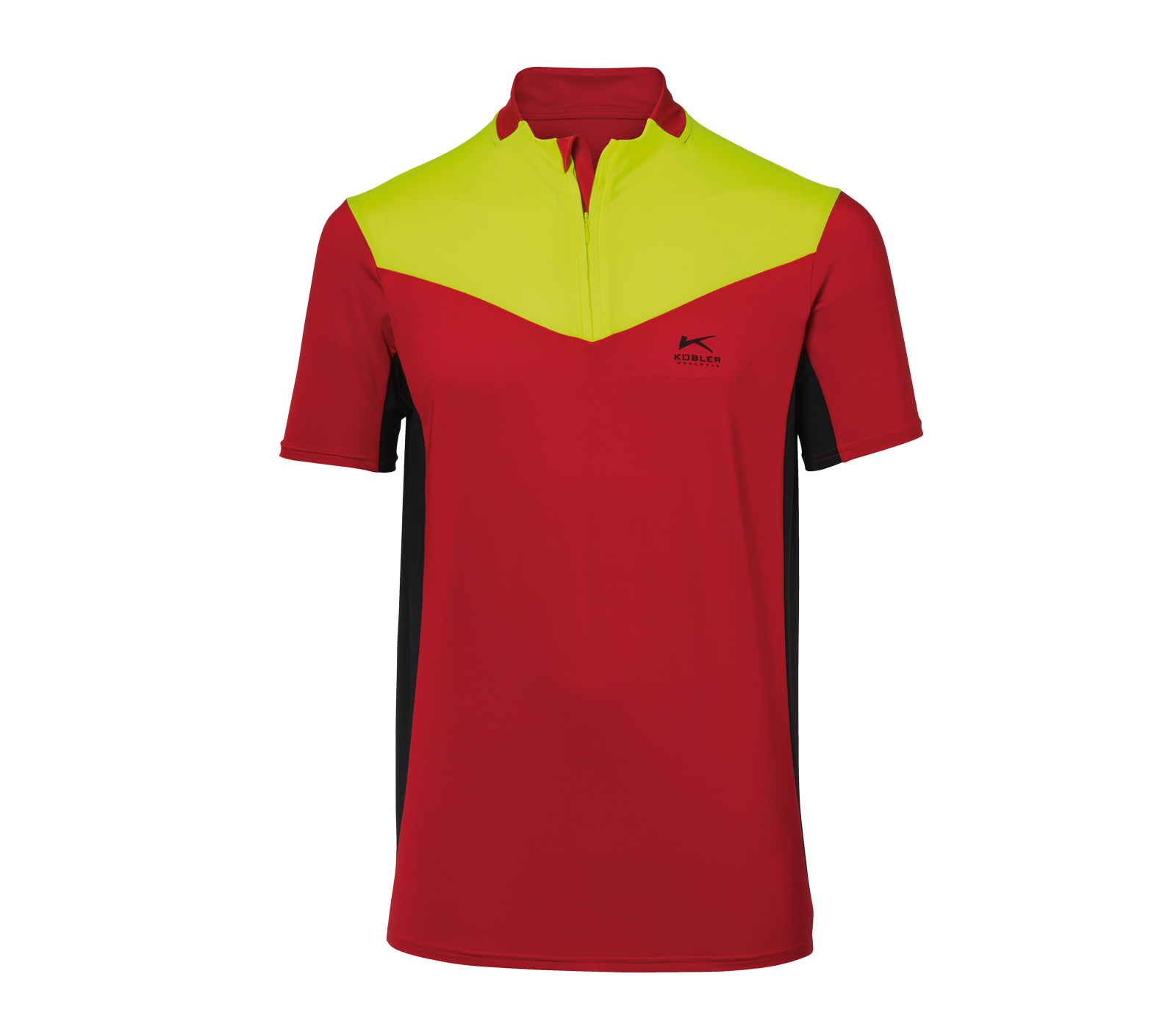 KÜBLER FOREST Funktionsshirt in Rot/Warngelb – Vorderansicht