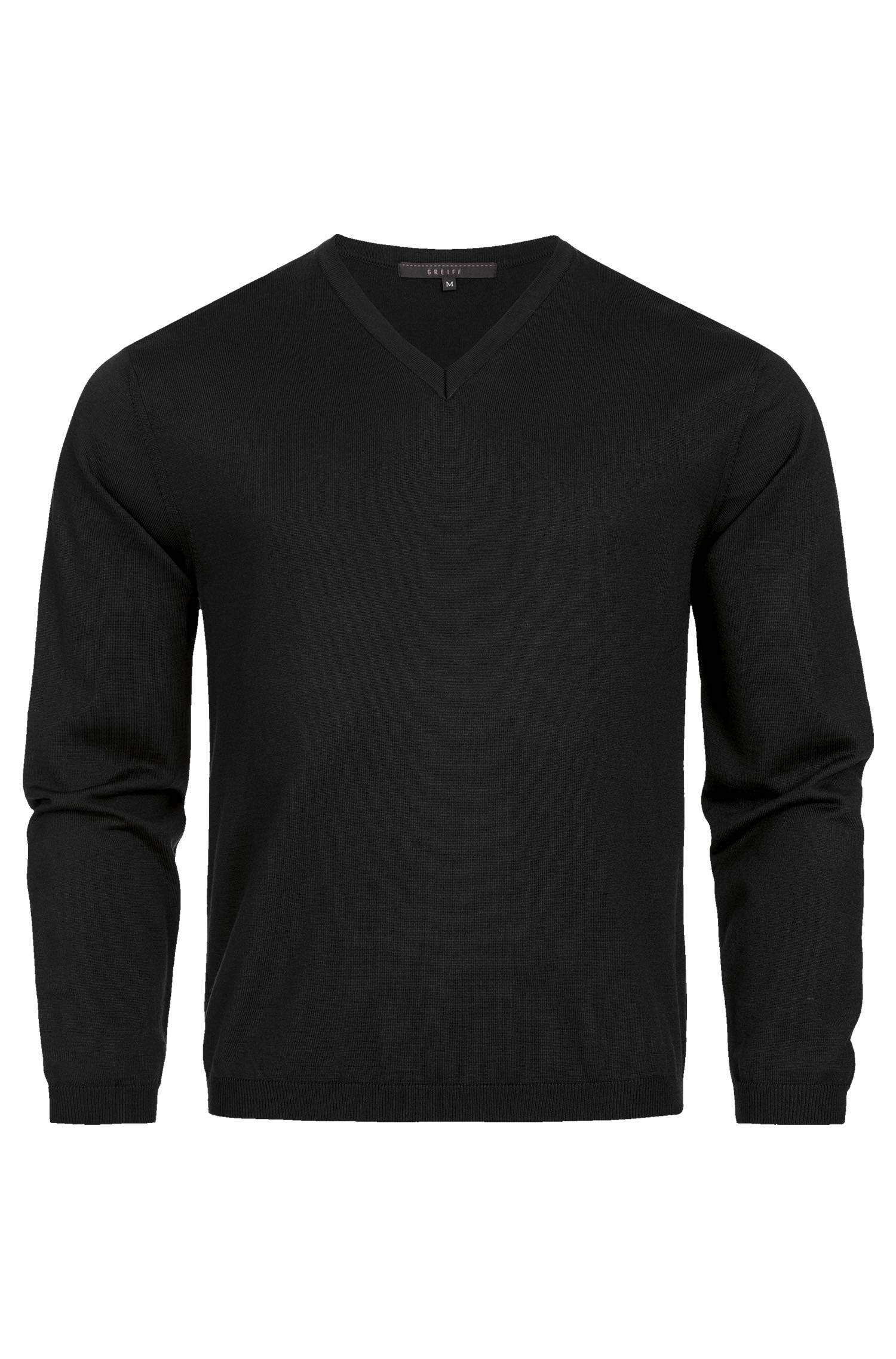 Greiff Herren-Pullover RF Strick in Schwarz – Vorderansicht