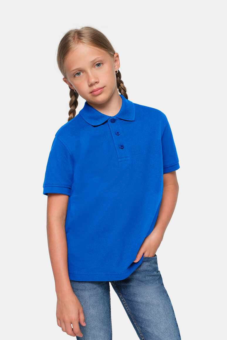 HAKRO 545 Kinder Poloshirt Bio-Baumwolle in Royalblau – Modellansicht