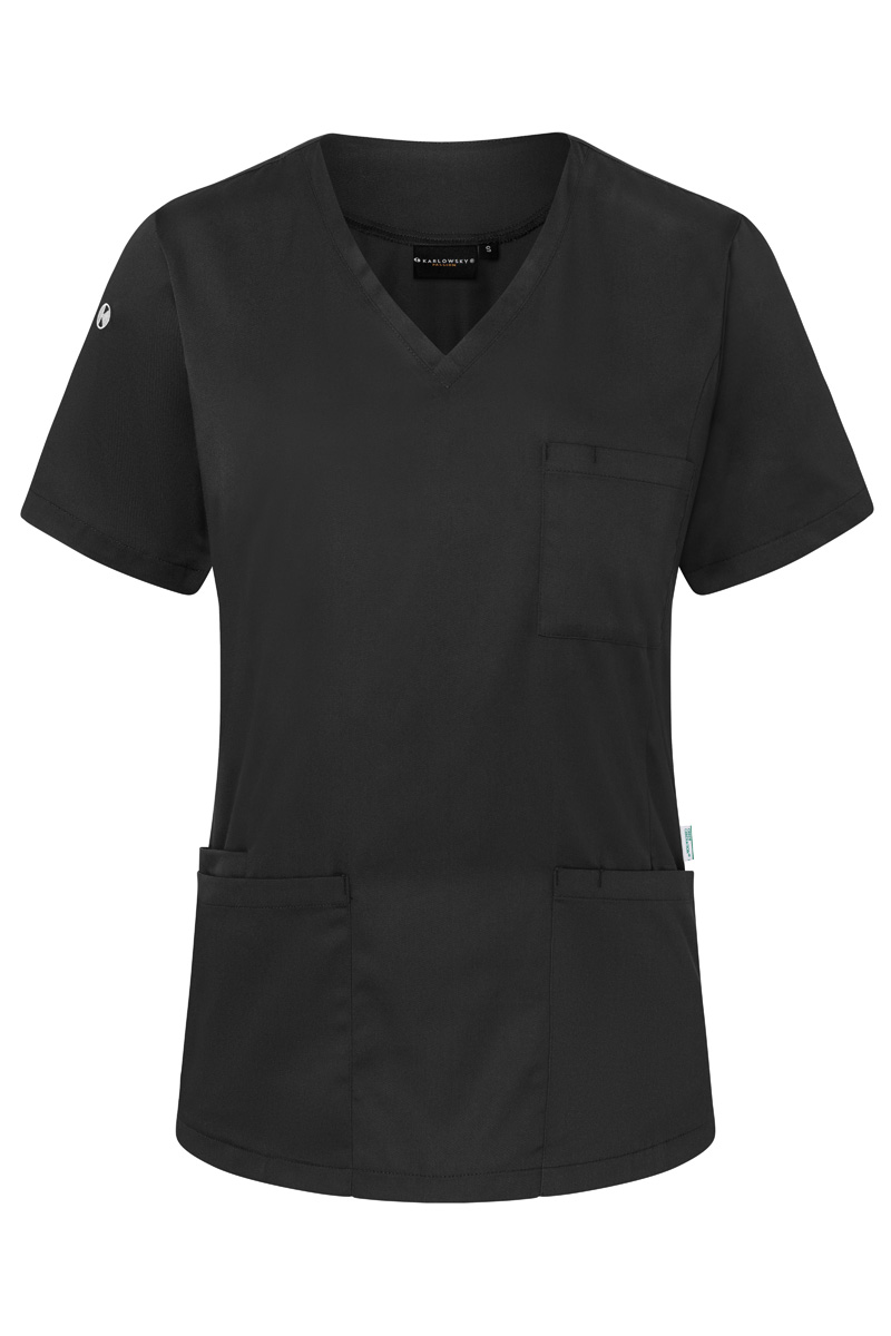 Karlowsky Kurzarm Damen-Schlupfkasack Essential in Schwarz – Vorderansicht
