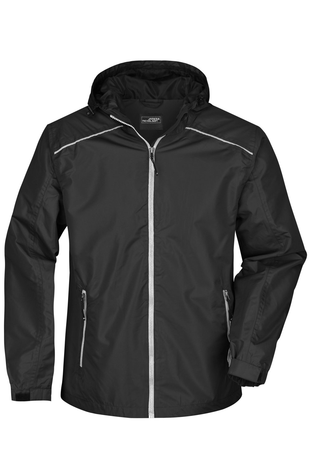 Daiber Men's Rain Jacket in Black/Silver – Vorderansicht
