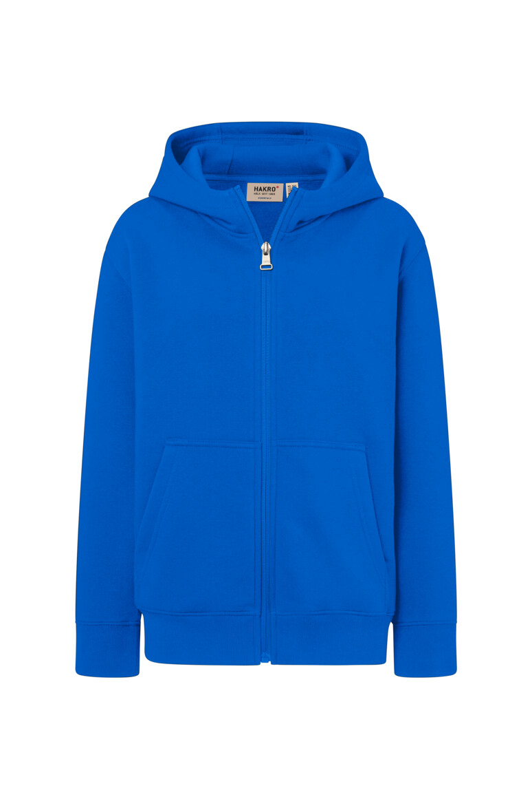 HAKRO 565 Kinder Kapuzen-Sweatjacke Bio-Baumwolle in Royalblau – Vorderansicht