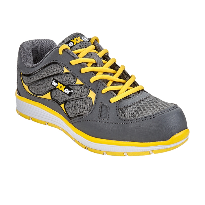 teXXor® S1P-Sicherheitshalbschuhe ROUBAIX in Grau/Gelb – Vorderansicht