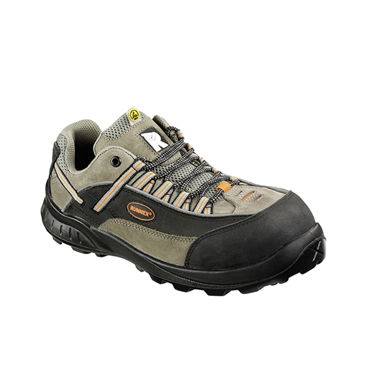 RUNNEX® S2-ESD-Sicherheitshalbschuhe TeamStar in Schwarz/Beige/Orange – Vorderansicht