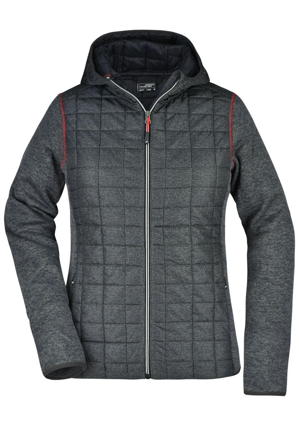 Daiber Ladies' Knitted Hybrid Jacket in Grey-Melange/Anthracite-Melange – Vorderansicht