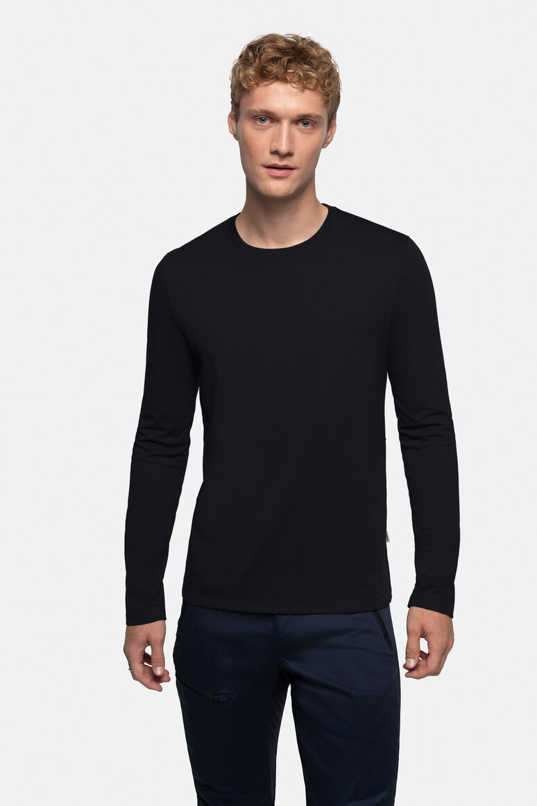 HAKRO 279 Longsleeve MIKRALINAR® in Schwarz – Modellansicht
