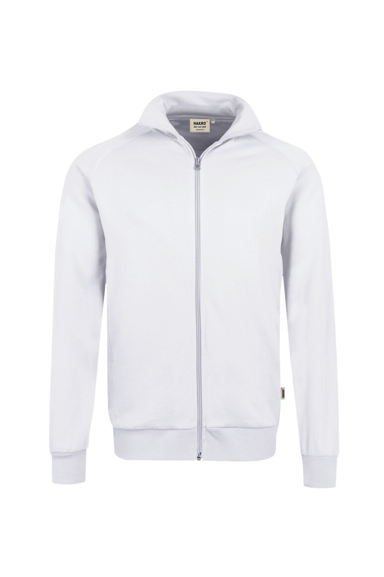 HAKRO 606 Sweatjacke Premium in Weiß – Vorderansicht