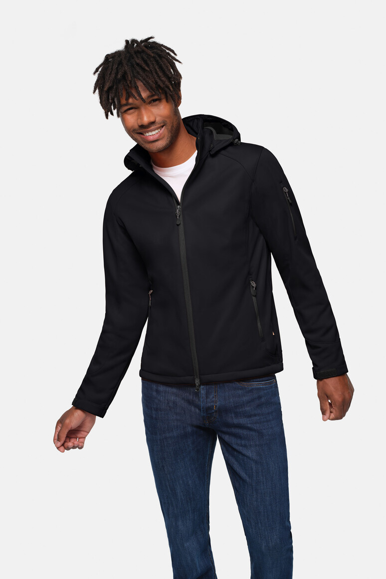 HAKRO 848 Softshelljacke in Schwarz – Modellansicht